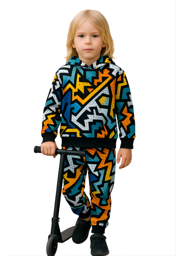 Παιδική φόρμα για αγόρι με πολύχρωμα σχήματα