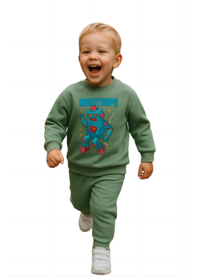 Παιδικό σετ φόρμας για αγόρι με ρομπότ σε χακί χρώμα