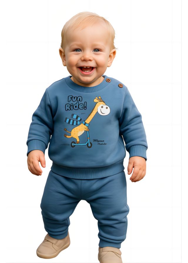 Βρεφικό σετ φόρμας για αγόρι Little Giraffe σε μπλε χρώμα