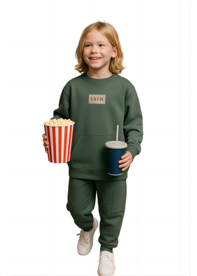 Παιδικό σετ φόρμας για αγόρι με εξωτερική ραφή σε λαδί χρώμα