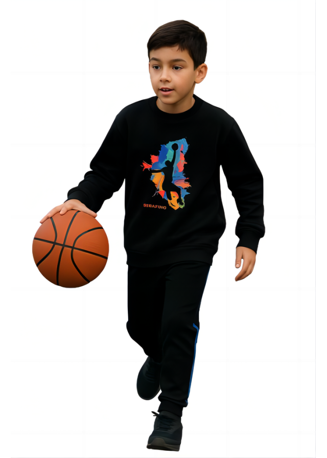Παιδικό σετ φόρμας για αγόρι basket σε μαύρο χρώμα