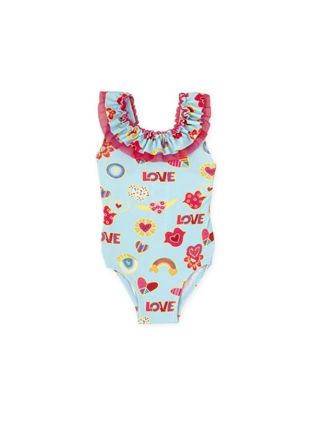 Agatha Ruiz De La Prada παιδικό ολόσωμο μαγιό για κορίτσι σε γαλάζιο χρώμα