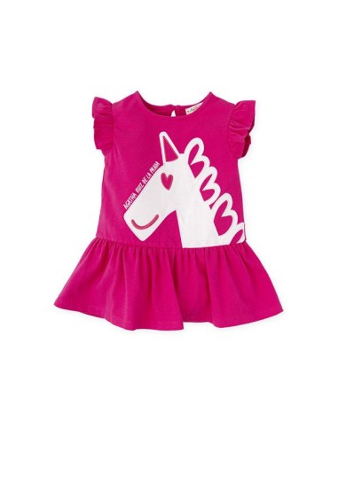 Agatha Ruiz De La Prada παιδικό φόρεμα unicorn σε φουξ χρώμα Agatha Ruiz De La Prada παιδικό φόρεμα unicorn σε φουξ χρώμα