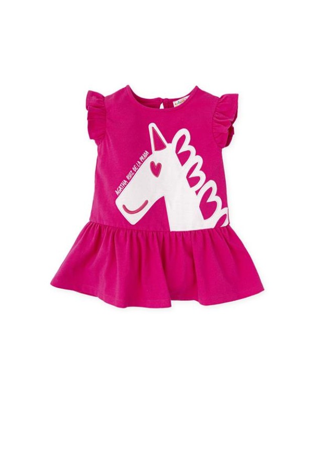 Agatha Ruiz De La Prada παιδικό φόρεμα unicorn σε φουξ χρώμα