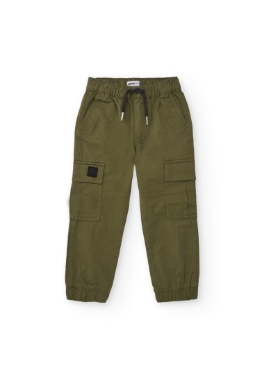 Παιδικό υφασμάτινο παντελόνι cargo για αγόρι σε λαδί χρώμα