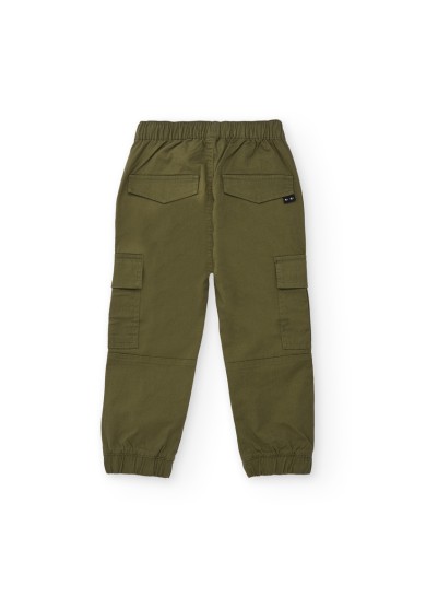 Παιδικό υφασμάτινο παντελόνι cargo για αγόρι σε λαδί χρώμα