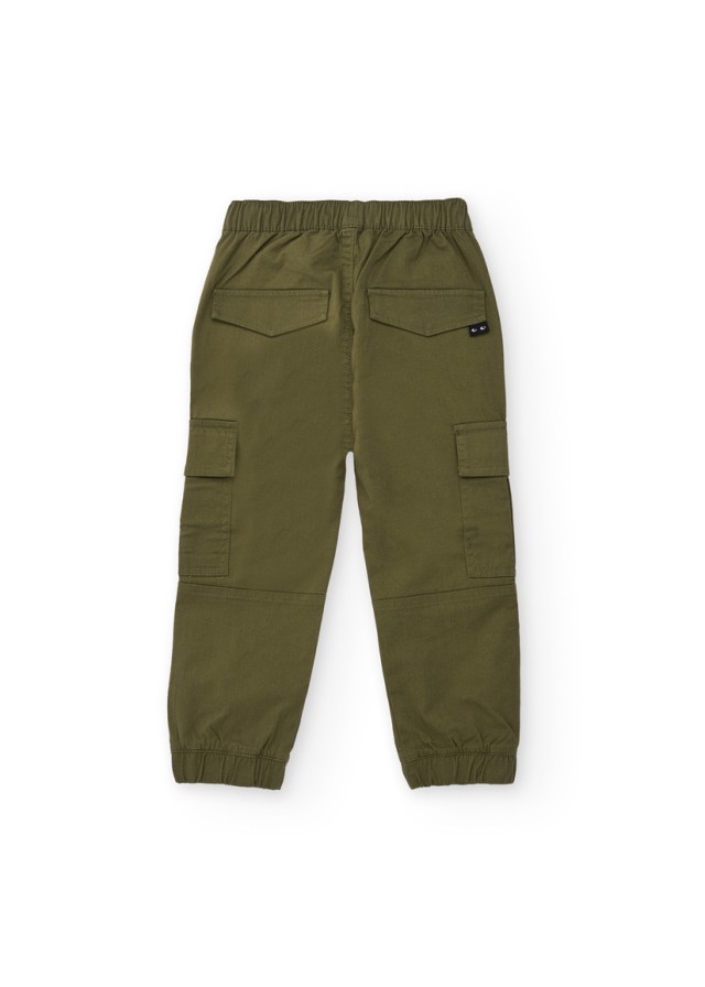 Παιδικό υφασμάτινο παντελόνι cargo για αγόρι σε λαδί χρώμα