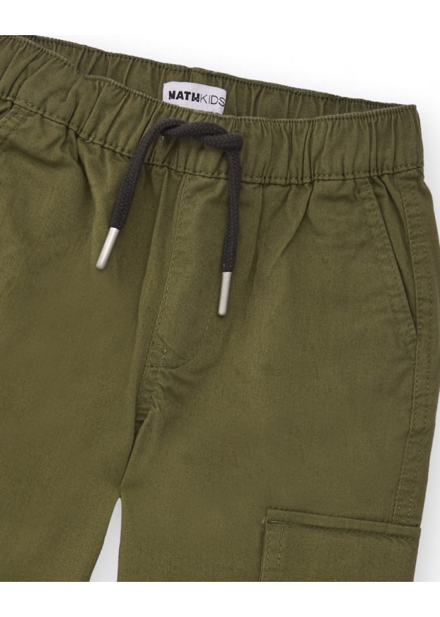Παιδικό υφασμάτινο παντελόνι cargo για αγόρι σε λαδί χρώμα