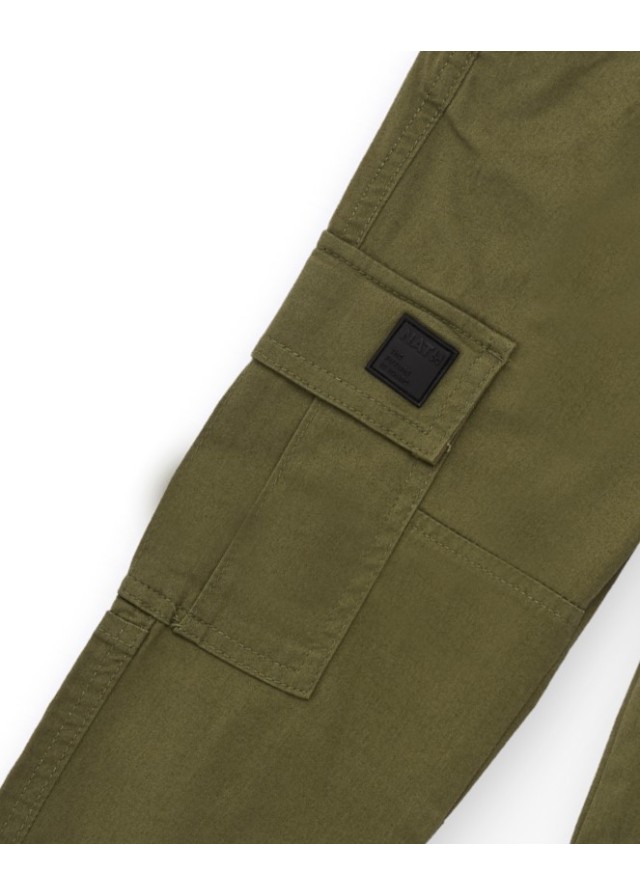 Παιδικό υφασμάτινο παντελόνι cargo για αγόρι σε λαδί χρώμα