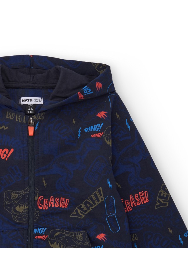 Παιδική ζακέτα για αγόρι Nath με δεινόσαυρους σε μπλε χρώμα