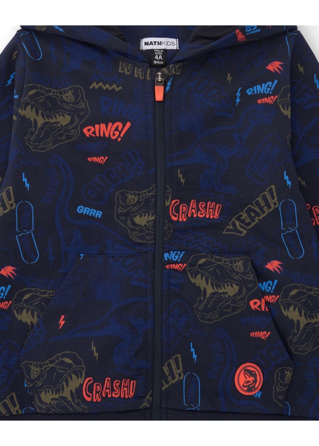 Παιδική ζακέτα για αγόρι Nath με δεινόσαυρους σε μπλε χρώμα