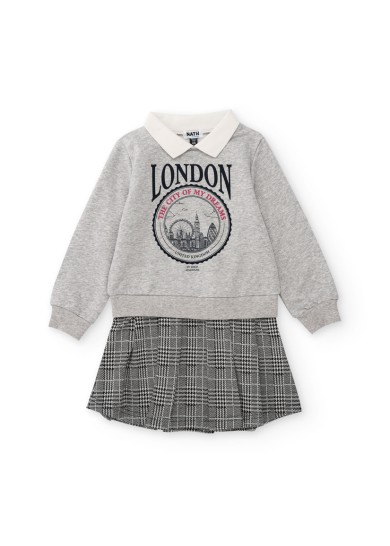 Nath παιδικό polo φόρεμα London σε γκρι χρώμα