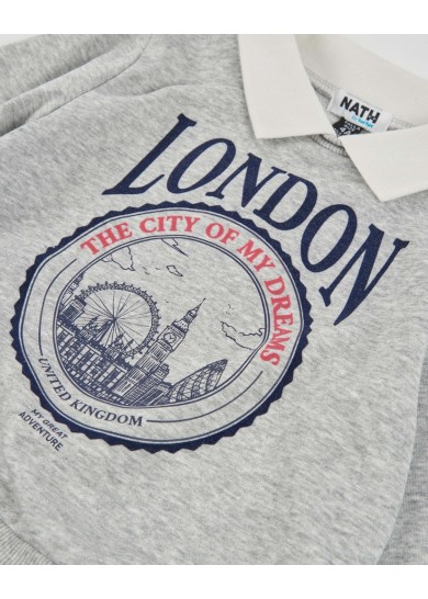 Nath παιδικό polo φόρεμα London σε γκρι χρώμα