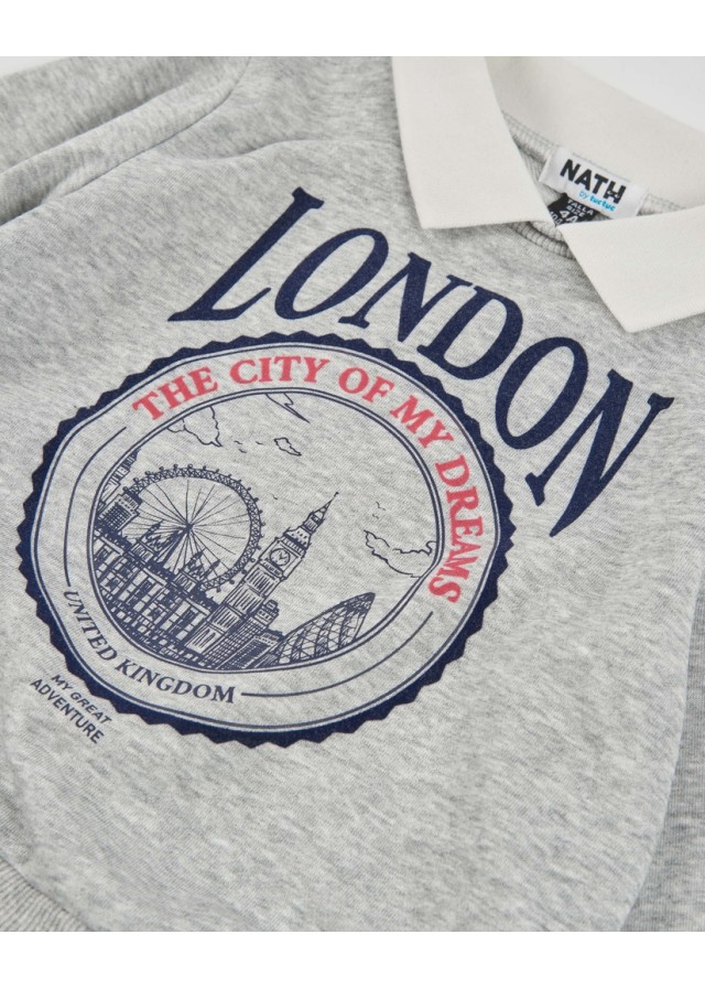 Nath παιδικό polo φόρεμα London σε γκρι χρώμα Nath παιδικό polo φόρεμα London σε γκρι χρώμα