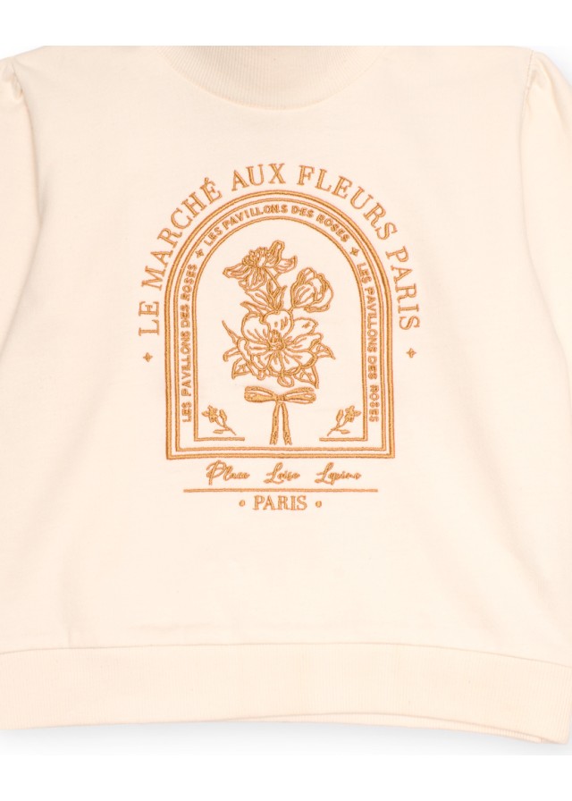 Παιδικό μακρυμάνικο φούτερ για κορίτσι Nath με χρυσές λεπτομέρειες σε λευκό χρώμα