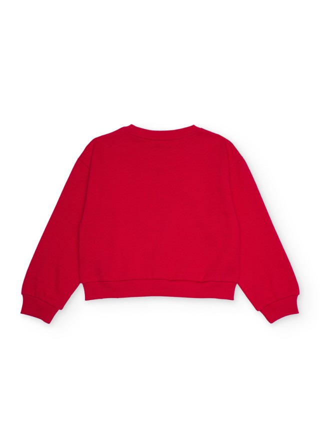 Παιδικό μακρυμάνικο φούτερ για κορίτσι Nath σε κόκκινο χρώμα