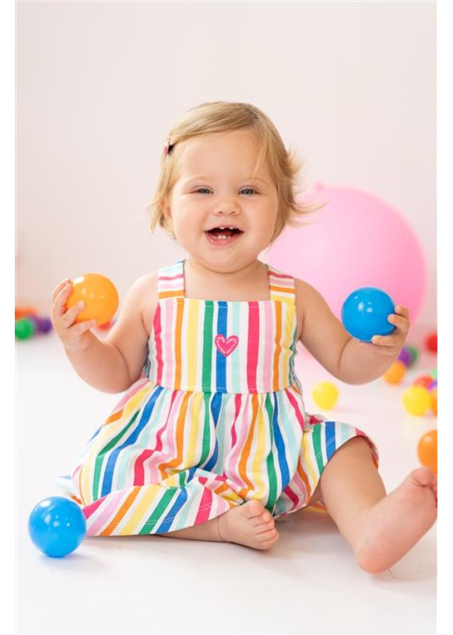 Agatha Ruiz De La Prada παιδικό πολύχρωμο ριγέ φόρεμα  Agatha Ruiz De La Prada παιδικό πολύχρωμο ριγέ φόρεμα