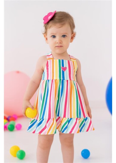 Agatha Ruiz De La Prada παιδικό πολύχρωμο ριγέ φόρεμα  Agatha Ruiz De La Prada παιδικό πολύχρωμο ριγέ φόρεμα