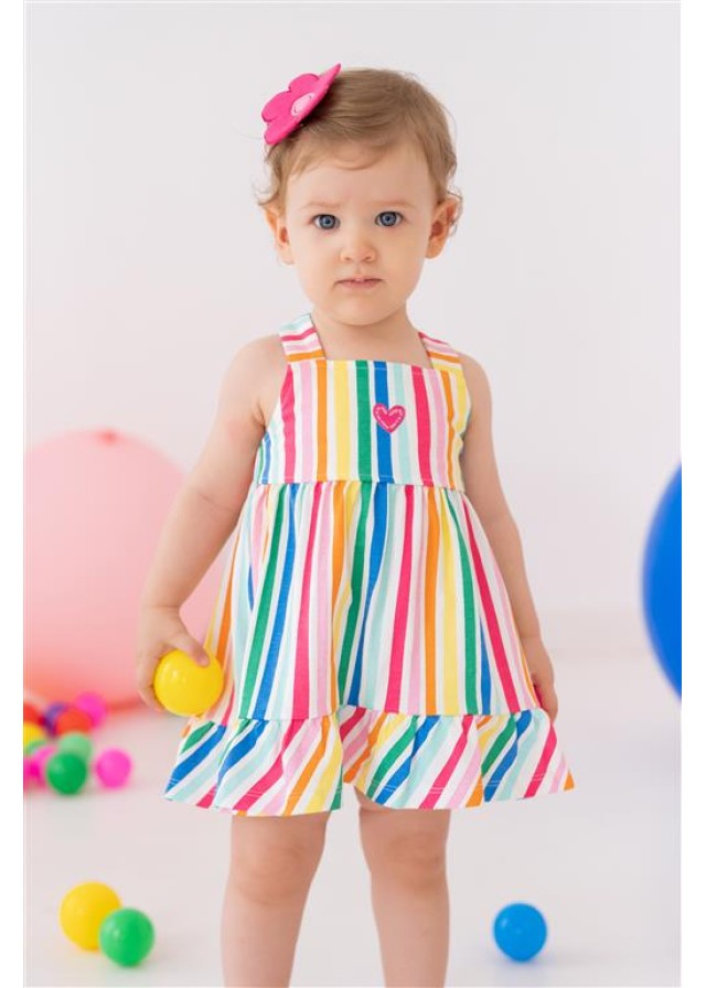 Agatha Ruiz De La Prada παιδικό πολύχρωμο ριγέ φόρεμα  Agatha Ruiz De La Prada παιδικό πολύχρωμο ριγέ φόρεμα