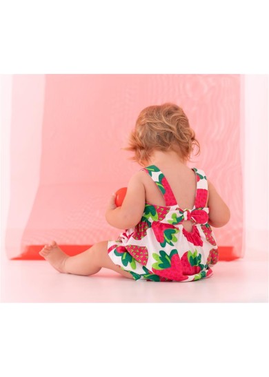Agatha Ruiz De La Prada παιδικό φόρεμα strawberry σε λευκό χρώμα Agatha Ruiz De La Prada παιδικό φόρεμα strawberry σε λευκό χρώμα