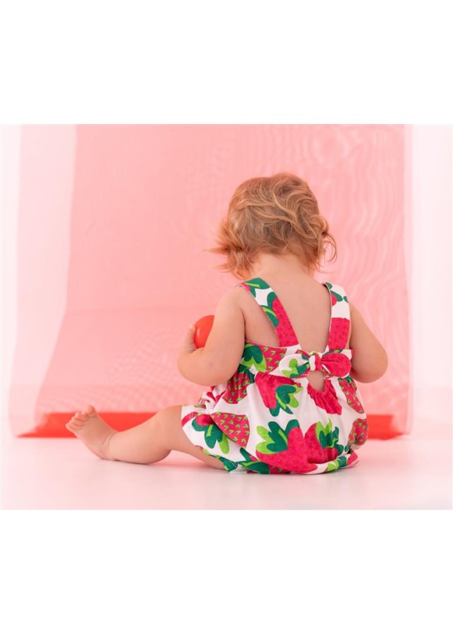 Agatha Ruiz De La Prada παιδικό φόρεμα strawberry σε λευκό χρώμα Agatha Ruiz De La Prada παιδικό φόρεμα strawberry σε λευκό χρώμα