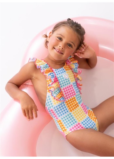 Agatha Ruiz De La Prada παιδικό καρό ολόσωμο μαγιό για κορίτσι με βολάν Agatha Ruiz De La Prada παιδικό καρό ολόσωμο μαγιό για κορίτσι με βολάν