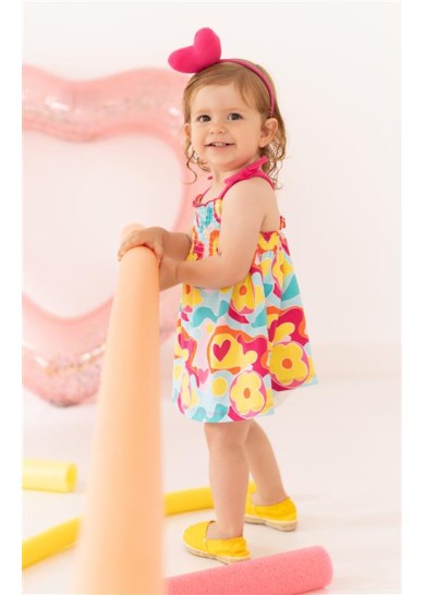 Agatha Ruiz De La Prada παιδικό πολύχρωμο φόρεμα με τιράντες Agatha Ruiz De La Prada παιδικό πολύχρωμο φόρεμα με τιράντες