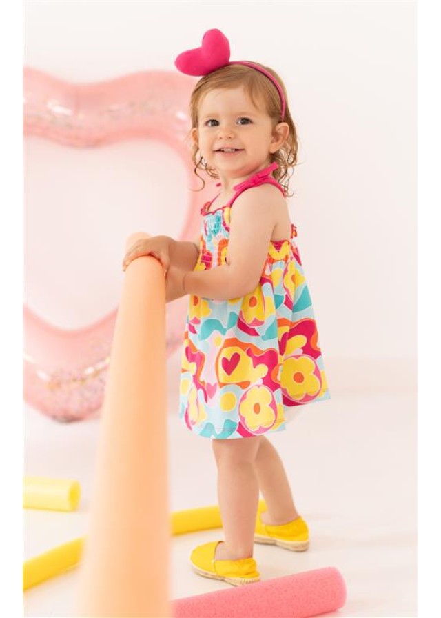 Agatha Ruiz De La Prada παιδικό πολύχρωμο φόρεμα με τιράντες Agatha Ruiz De La Prada παιδικό πολύχρωμο φόρεμα με τιράντες