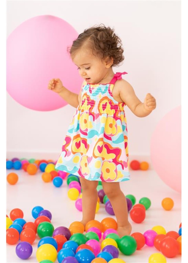 Agatha Ruiz De La Prada παιδικό πολύχρωμο φόρεμα με τιράντες Agatha Ruiz De La Prada παιδικό πολύχρωμο φόρεμα με τιράντες