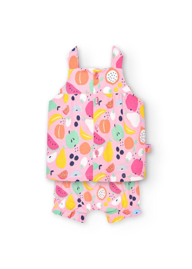 Boboli βρεφικό σετ 2 τμχ για κορίτσι με σχέδιο φρουτάκια σε ροζ χρώμα 
