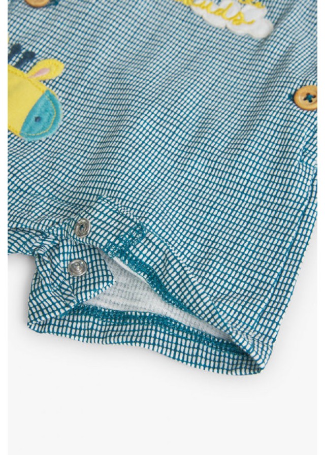 Boboli βρεφικό σετ σαλοπέτας 2 τεμαχίων για αγόρι σε μπλε χρώμα 