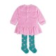 Agatha Ruiz De La Prada βρεφικό fleece φόρεμα σε ροζ χρώμα με πράσινο καλσόν