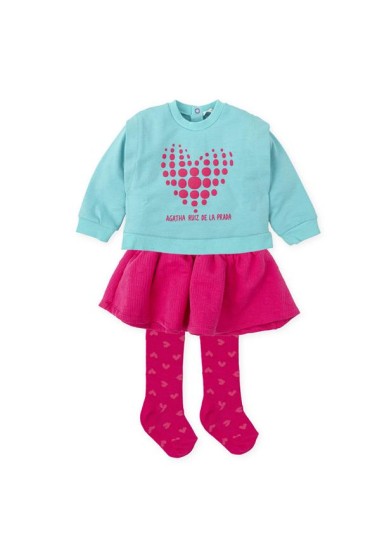 Agatha Ruiz De La Prada παιδικό σετ 3 τεμαχίων με φούστα για κορίτσι σε γαλάζιο χρώμα  Agatha Ruiz De La Prada παιδικό σετ 3 τεμαχίων με φούστα για κορίτσι σε γαλάζιο χρώμα