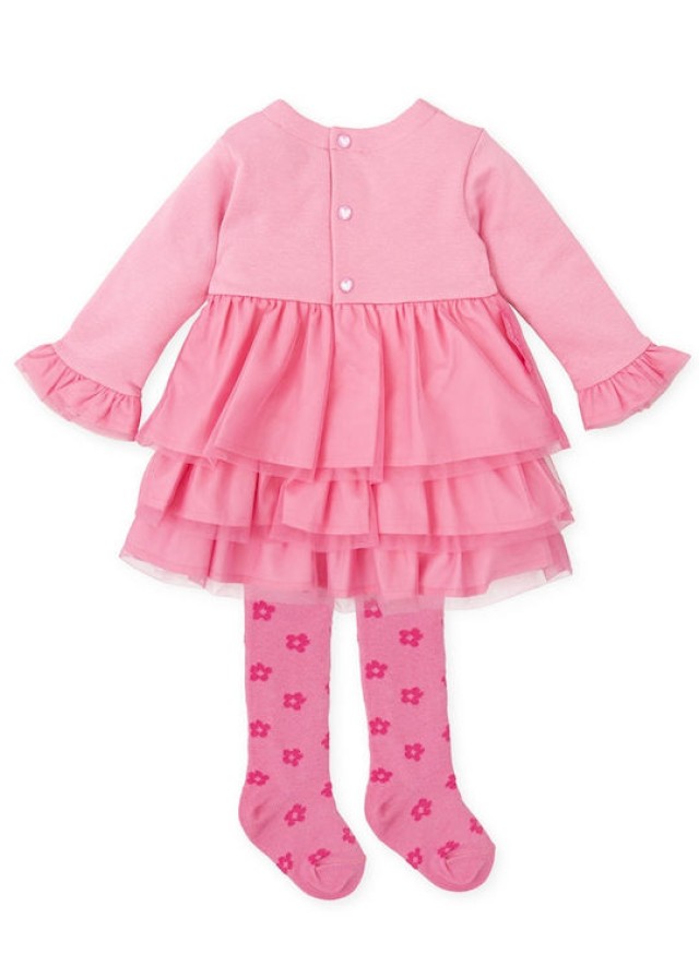 Agatha Ruiz De La Prada φόρεμα με τούλι για κορίτσι με καλσόν σε ροζ χρώμα  Agatha Ruiz De La Prada φόρεμα με τούλι για κορίτσι με καλσόν σε ροζ χρώμα