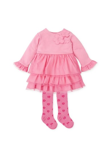 Agatha Ruiz De La Prada φόρεμα με τούλι για κορίτσι με καλσόν σε ροζ χρώμα  Agatha Ruiz De La Prada φόρεμα με τούλι για κορίτσι με καλσόν σε ροζ χρώμα