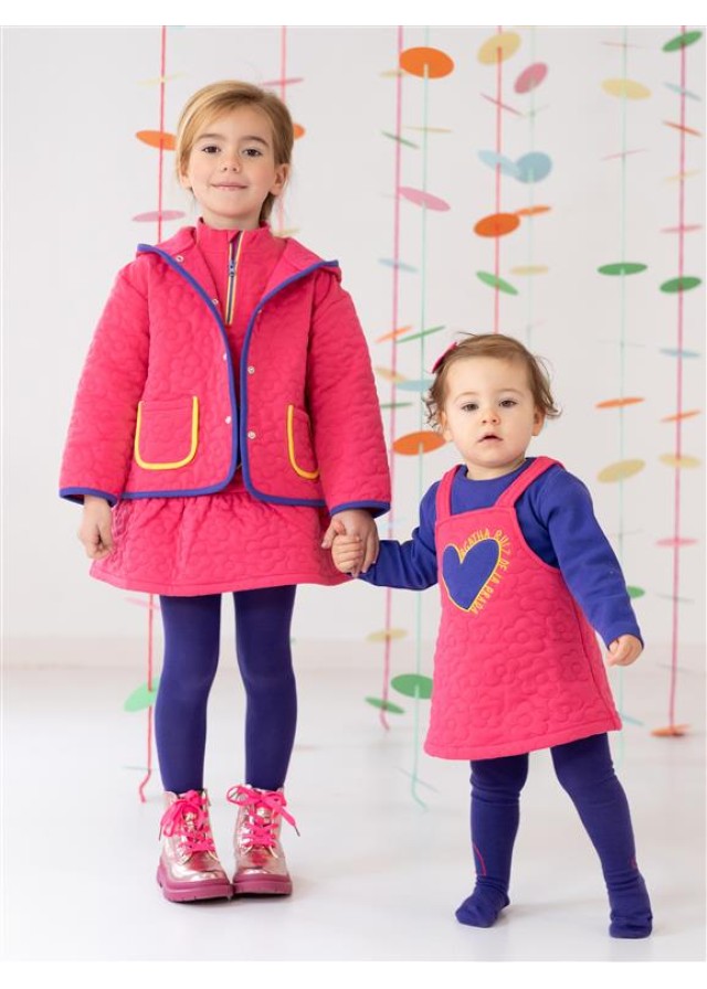 Agatha Ruiz De La Prada παιδικό φόρεμα σαλοπέτα 2 τμχ για κορίτσι μαζί με καλσόν σε φουξ χρώμα 