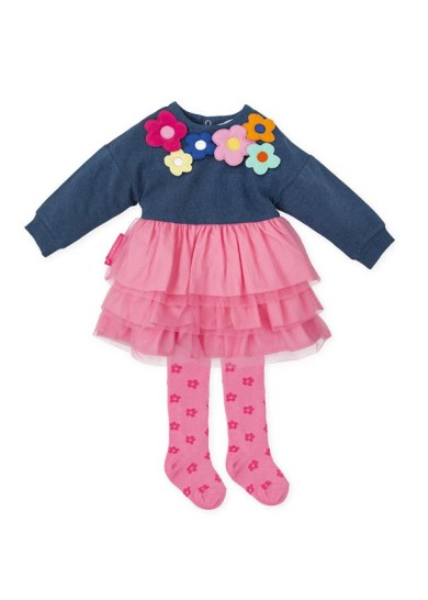 Agatha Ruiz De La Prada παιδικό φόρεμα για κορίτσι με σχέδιο λουλούδια και τούλι σε μπλε χρώμα Agatha Ruiz De La Prada παιδικό φόρεμα για κορίτσι με σχέδιο λουλούδια και τούλι σε μπλε χρώμα