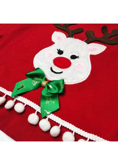 Παιδικό βαμβακερό χριστουγεννιάτικο σετ με κολάν σε κόκκινο χρώμα