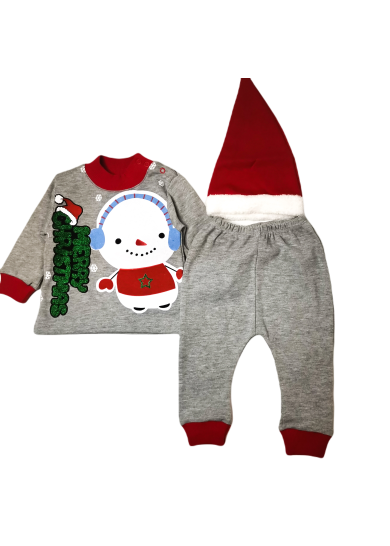 Βρεφικό βαμβακερό χριστουγεννιάτικο σετ snowman σε γκρί χρώμα Βρεφικό βαμβακερό χριστουγεννιάτικο σετ snowman σε γκρί χρώμα