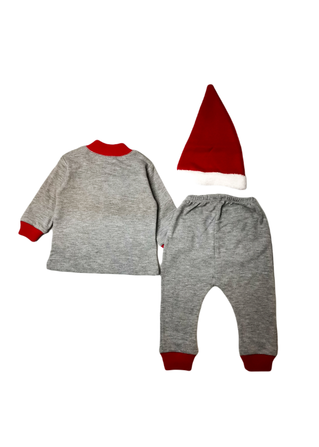 Βρεφικό βαμβακερό χριστουγεννιάτικο σετ snowman σε γκρί χρώμα Βρεφικό βαμβακερό χριστουγεννιάτικο σετ snowman σε γκρί χρώμα