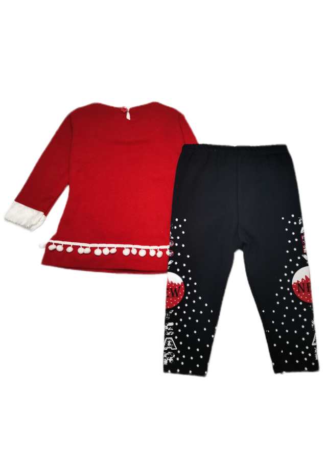 Παιδικό βαμβακερό χριστουγεννιάτικο σετ με κολάν σε κόκκινο χρώμα