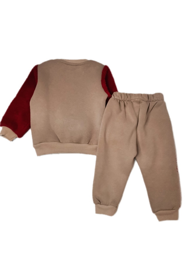 Βρεφικό βαμβακερό σετ με σχέδιο χιονάθρωπο σε εκρού χρώμα  