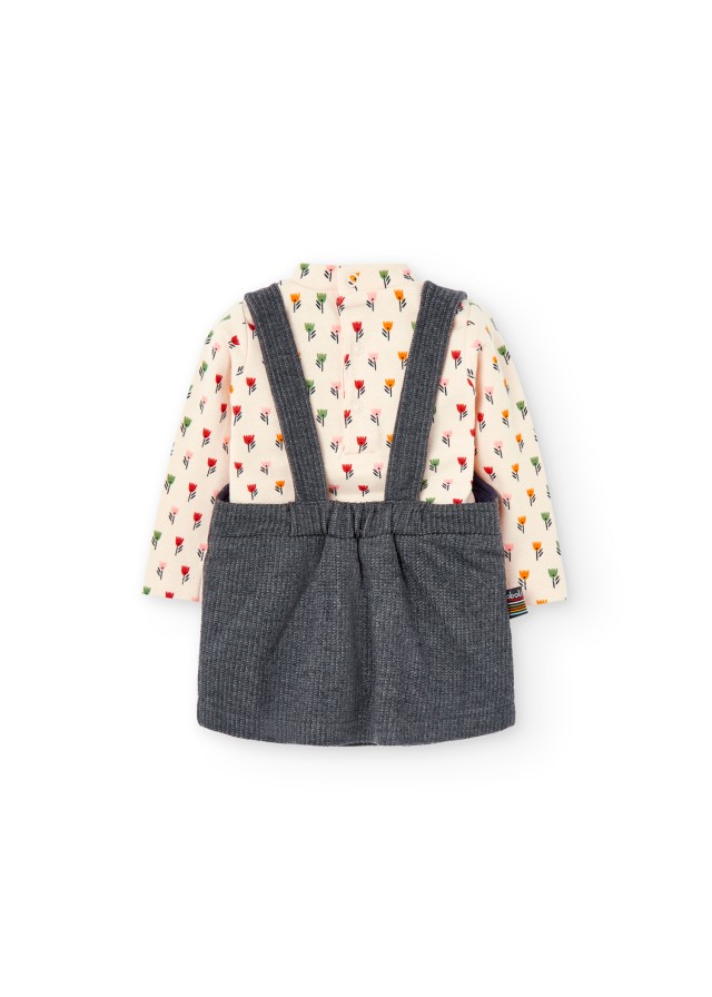 Boboli σετ βρεφικό για κορίτσι 2 τμχ σε γκρι χρώμα