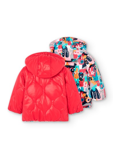 Boboli μπουφάν διπλής όψης για κορίτσι κόκκινο και πολύχρωμο