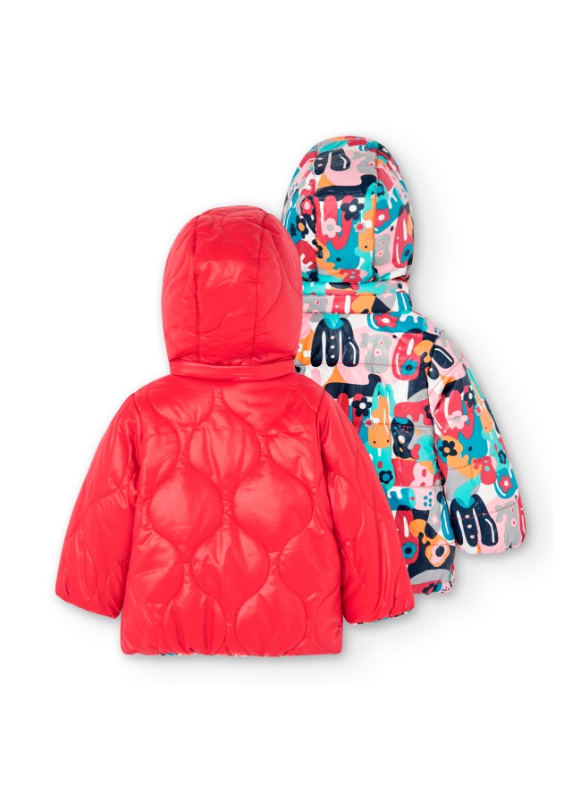 Boboli μπουφάν διπλής όψης για κορίτσι κόκκινο και πολύχρωμο
