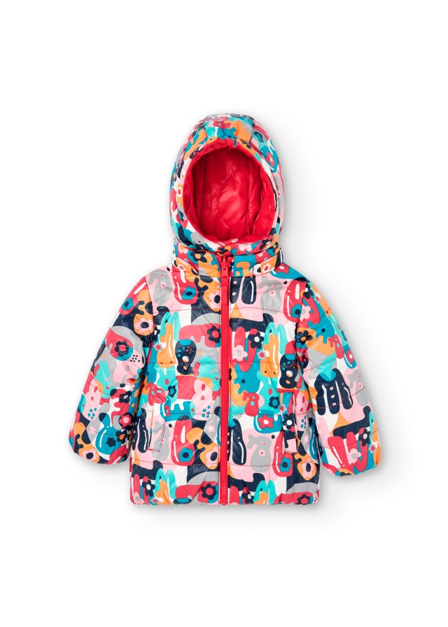 Boboli μπουφάν διπλής όψης για κορίτσι κόκκινο και πολύχρωμο