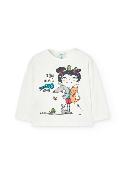 Boboli μπλούζα για κορίτσι σε εκρού χρώμα