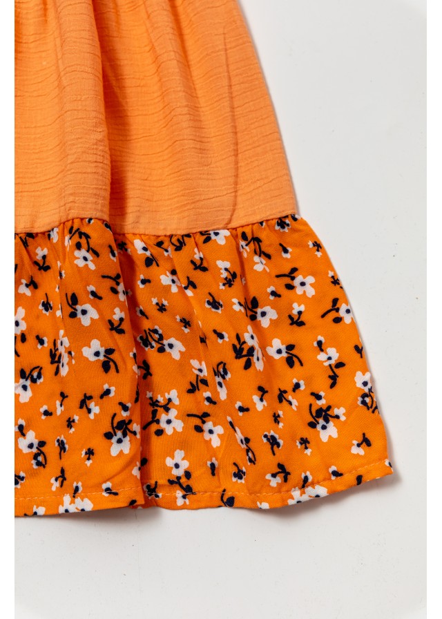 Παιδικό αμάνικο φόρεμα με λουλούδια σε πορτοκαλί χρώμα