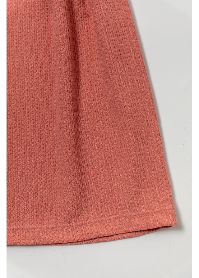 Παιδικό κοντομάνικο φόρεμα με σχέδιο στον λαιμό σε ρόζ χρώμα