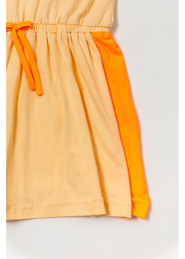 Παιδικό φόρεμα με τιράντες και σούρα στην μέση σε πορτοκαλί χρώμα
